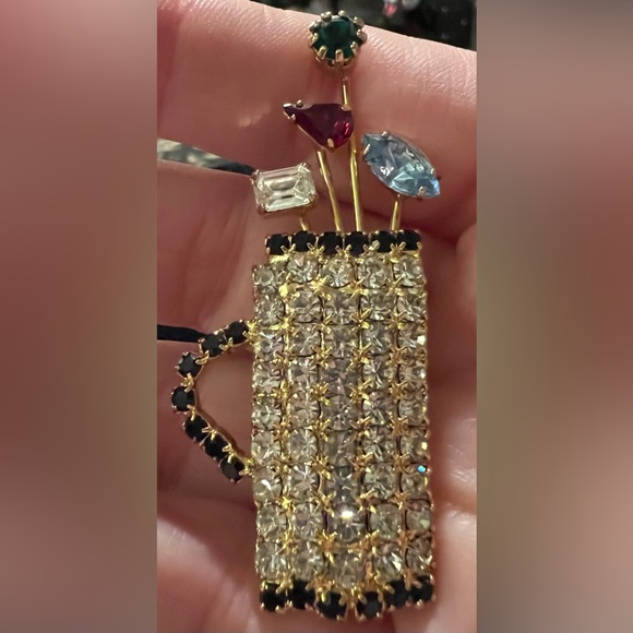 Vintage Women’s GOLF BAG & GOLF CLUBS Rhinestone Brooch ~ Prong Set ~ Gold Tone - Picture 9 of 10